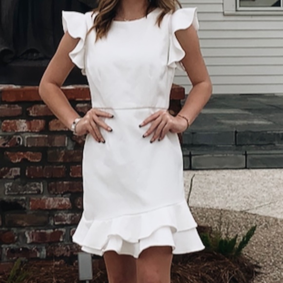TCEC WHITE RUFFLE DRESS - Picture 3 of 4